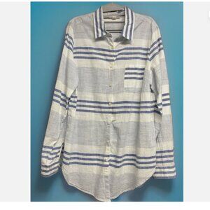 Westport Women’s Button-Up Shirt – Striped Cotton Lightweight Top Plus Size 1X
